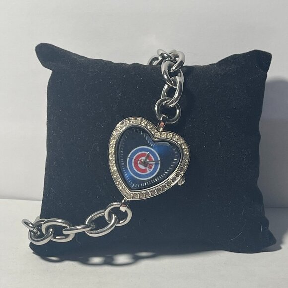 Chicago Cubs MLB Heart Stainless-Steel Bracelet Watch by Game Time NEW - Picture 2 of 3